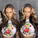 Tinashe hair glueless highlight skunk stripe wig