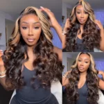 Tinashe hair glueless highlight wig with skunk stripe 2