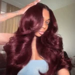 Tinashe hair dark burgundy layer loose wave wig 1