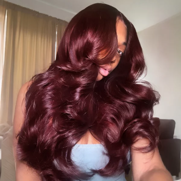 Tinashe hair dark burgundy layer loose wave wig 2