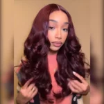 Tinashe hair dark burgundy layered wig