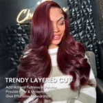 Tinashe hair layered loose wave dark burgundy lace wig (2)