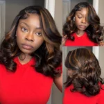 Tinashe hair highlight brown layered wig side part