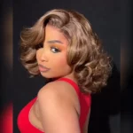 Tinashe hair highlight bouncy loose short wig