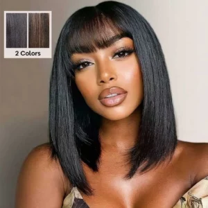 Tinashe hair Yaki straight bob wig with bangs (2)
