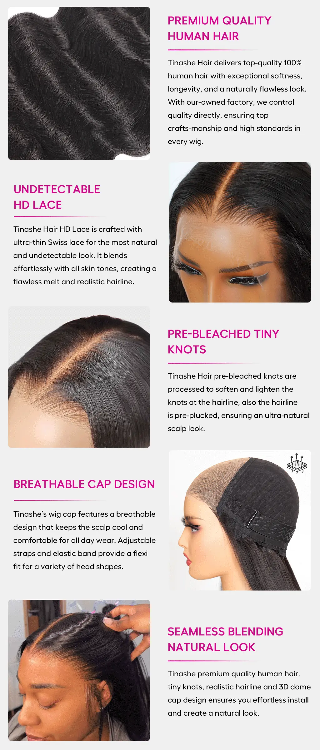 Tinashe premium quality human hair details 2