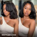 Tinashe hair kinky straight half bob wig 5