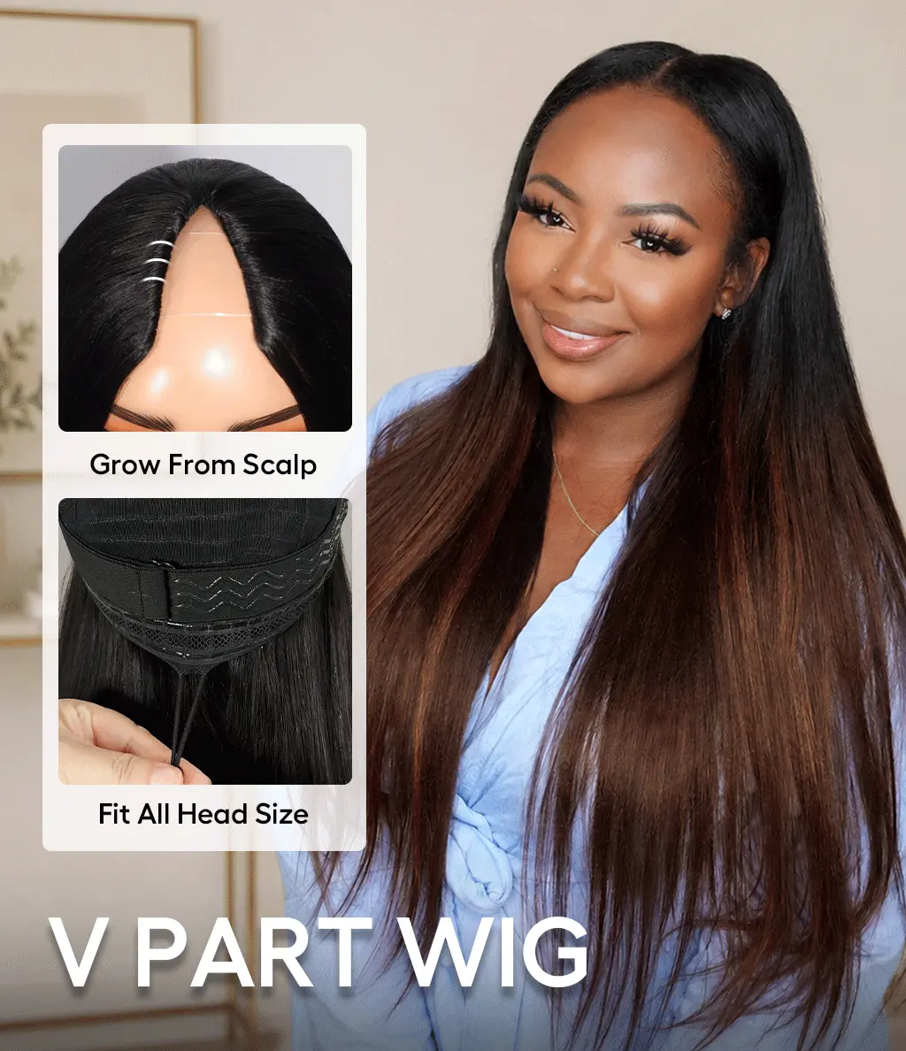 Tinashe hair ombre brown v part wig