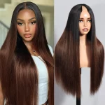 Tinashe hair ombre brown yaki straight v part wig (1)