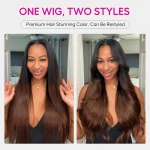 Tinashe hair ombre brown yaki straight v part wig 2