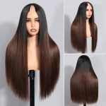 Tinashe hair ombre brown yaki straight v part wig (4)