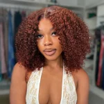 Tinashe hair reddish brown curly bob wig 2
