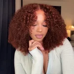 Tinashe hair reddish brown kinky curly bob wig (5)