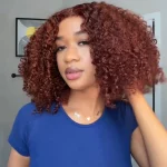 Tinashe hair reddish brown kinky curly short wig