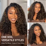 Tinashe Hair highlight brown burmese curly half wig (3)