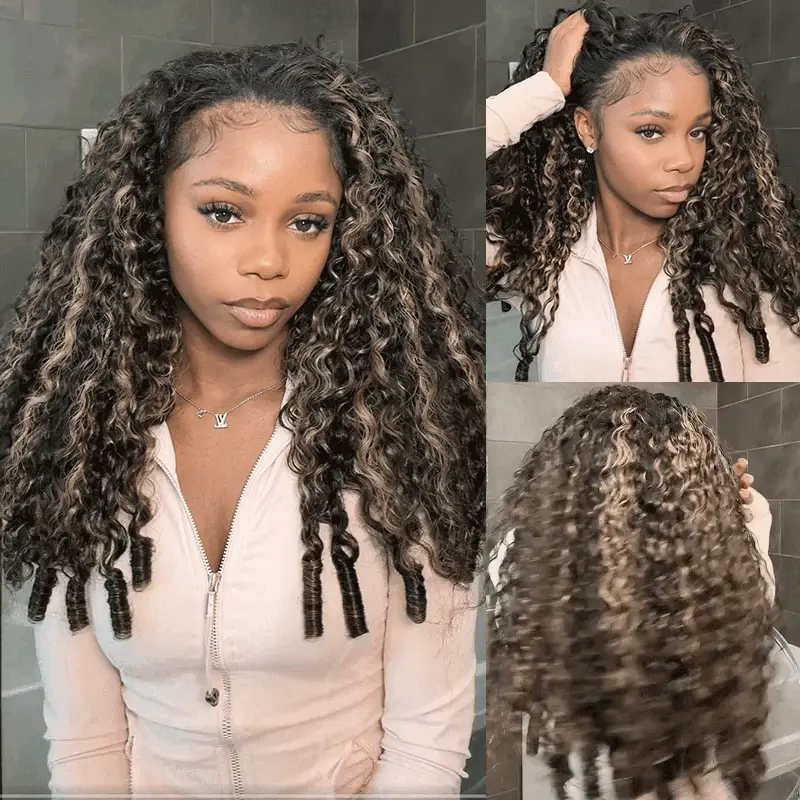 Tinashe hair highlight 1b-22 burmese curly half wig (4)