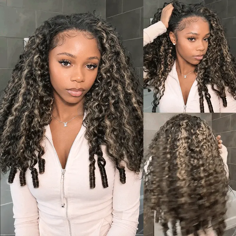 Tinashe hair highlight 1b22 burmese curly half wig (2)