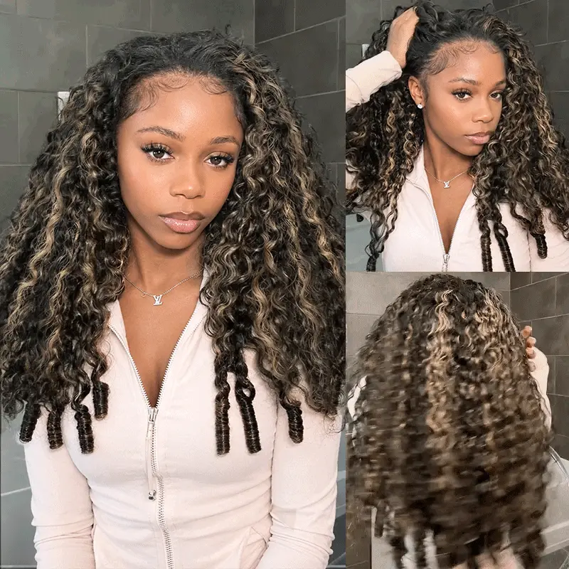 Tinashe hair highlight 1b22 burmese curly half wig