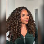 Tinashe hair highlight brown burmese curly half wig