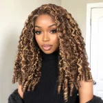 Tinashe hair highlight honey blonde burmese curly half wig (2)